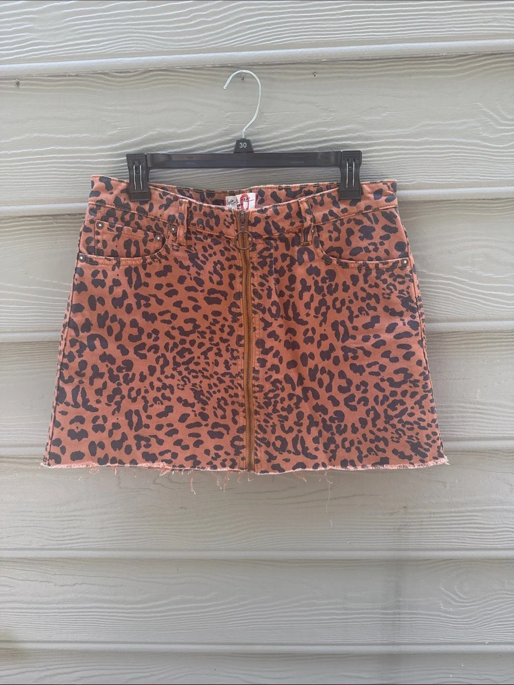 Free People ( we the Free) Rust Leopard Zip-Front Mini Skirt. Size 30